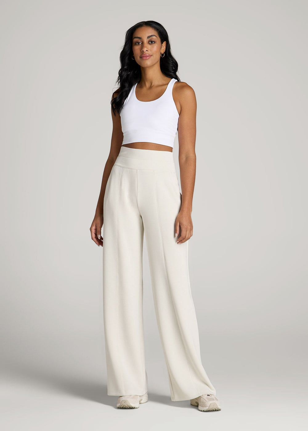 American Tall Discount | Soft Motion Wide Leg Ultra High Rise Pant for Tall Women in Pearl