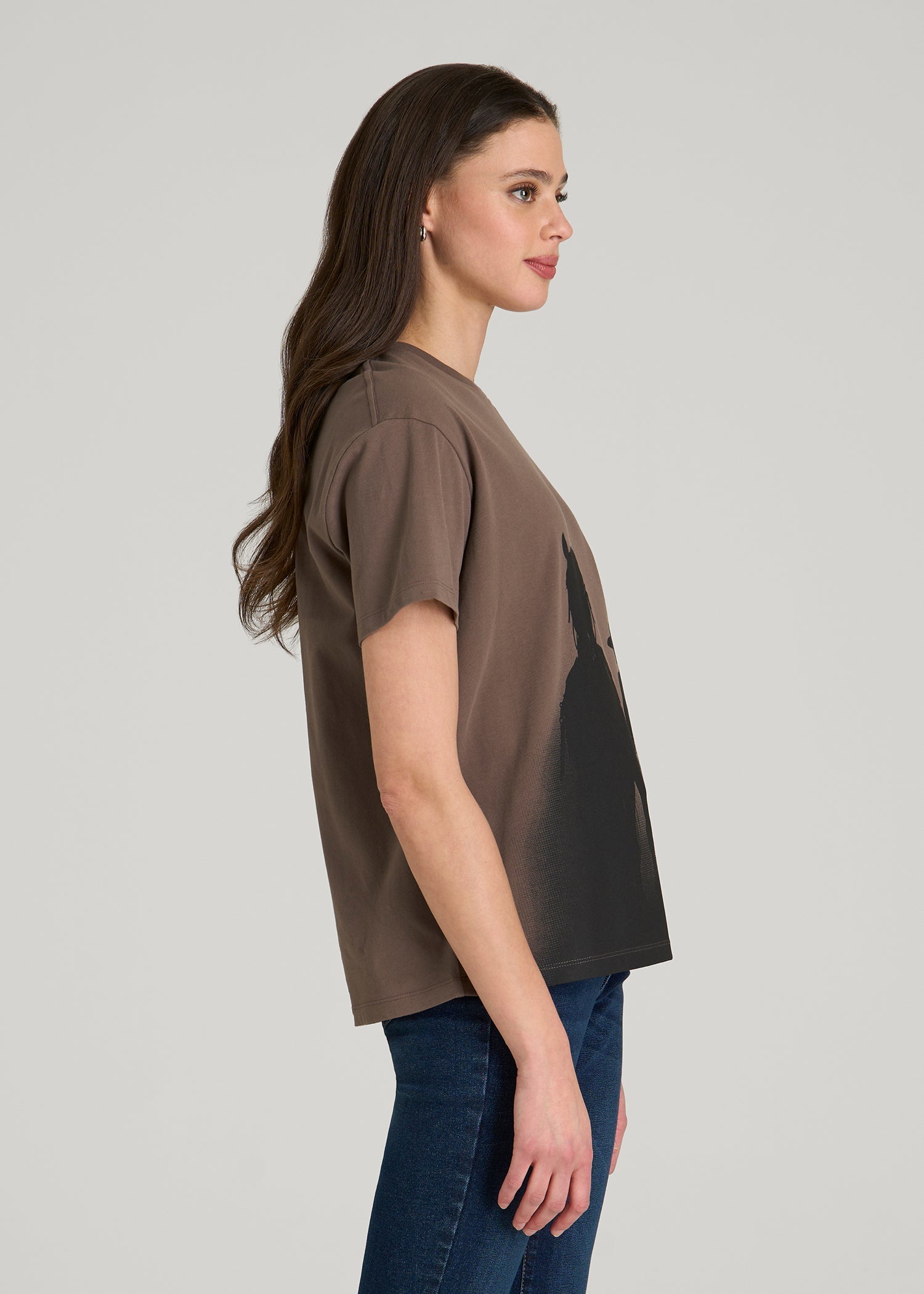American Tall Sale | Equestrian Graphic Tee for Tall Women in Brown