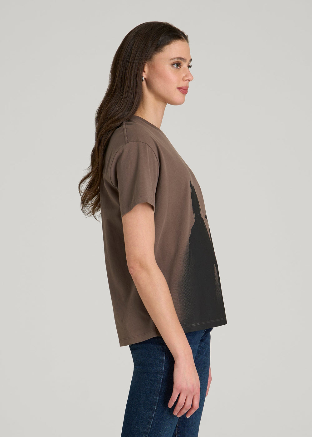 American Tall Sale | Equestrian Graphic Tee for Tall Women in Brown
