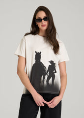 American Tall Outlet | Equestrian Graphic Tee for Tall Women in Sand