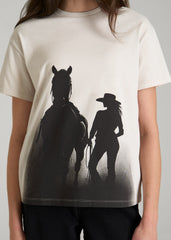 American Tall Outlet | Equestrian Graphic Tee for Tall Women in Sand