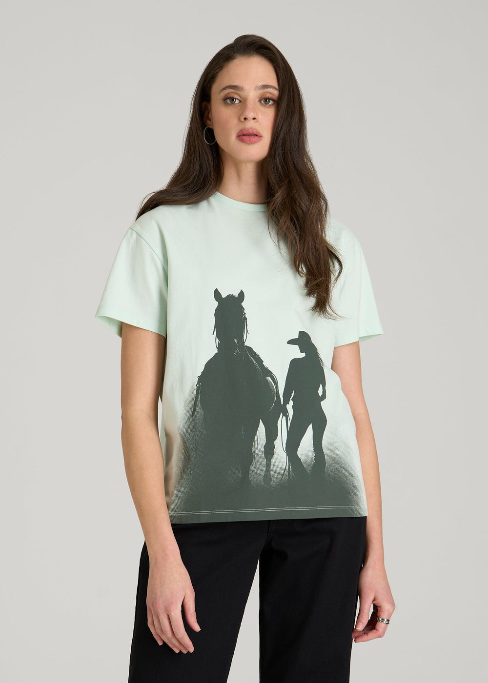 American Tall For Sale | Equestrian Graphic Tee for Tall Women in Blue