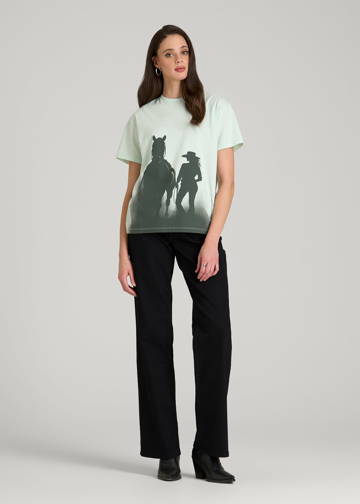 American Tall For Sale | Equestrian Graphic Tee for Tall Women in Blue