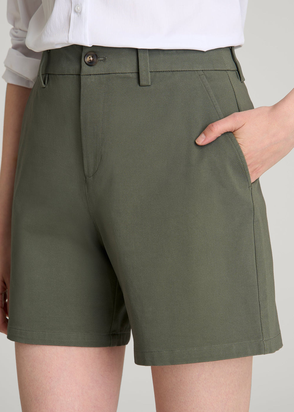 American Tall Online Shop | Stretch Commuter Chino Shorts for Tall Women in Olive