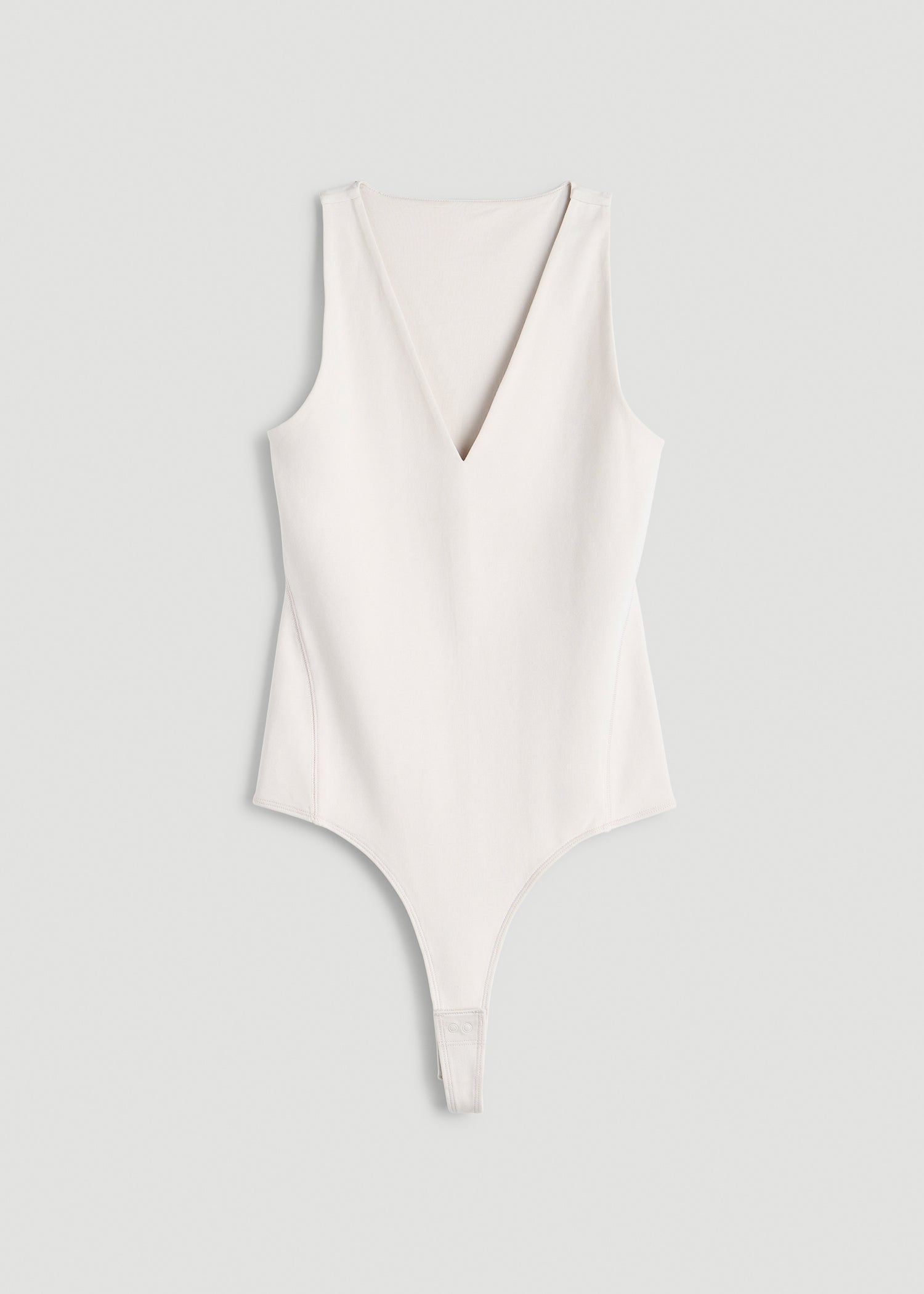 American Tall Online | Cotton Blend Sleeveless V-Neck Bodysuit for Tall Women in White Sand