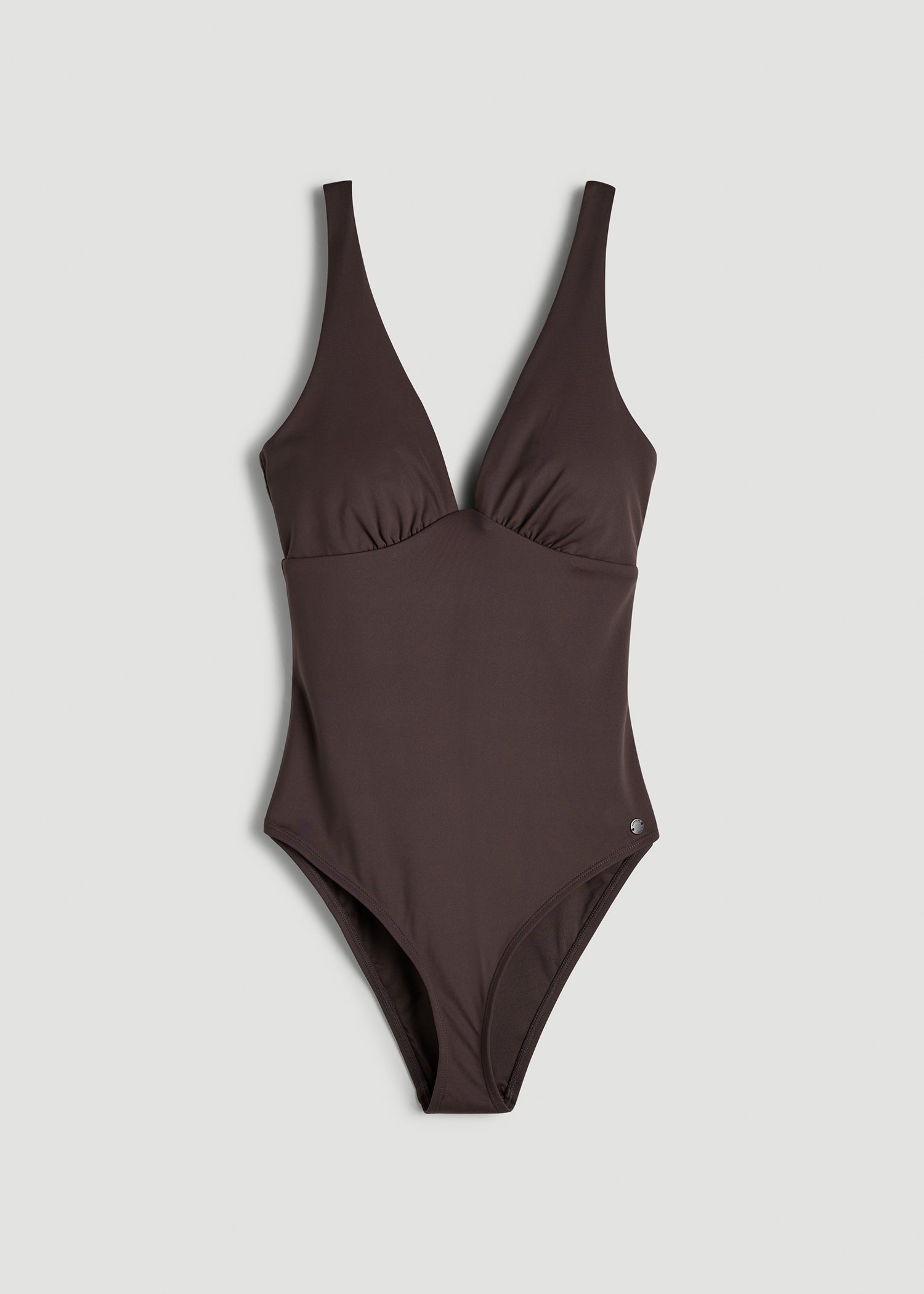 American Tall Sale | Classic V-Neck One Piece Swimsuit for Tall Women in Espresso