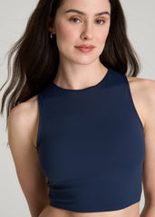 American Tall Outlet | Cropped Swim Tank for Tall Women in Navy Blue