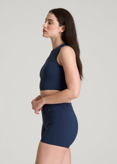 American Tall Outlet | Cropped Swim Tank for Tall Women in Navy Blue