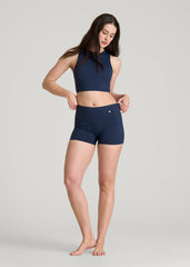 American Tall Outlet | Cropped Swim Tank for Tall Women in Navy Blue