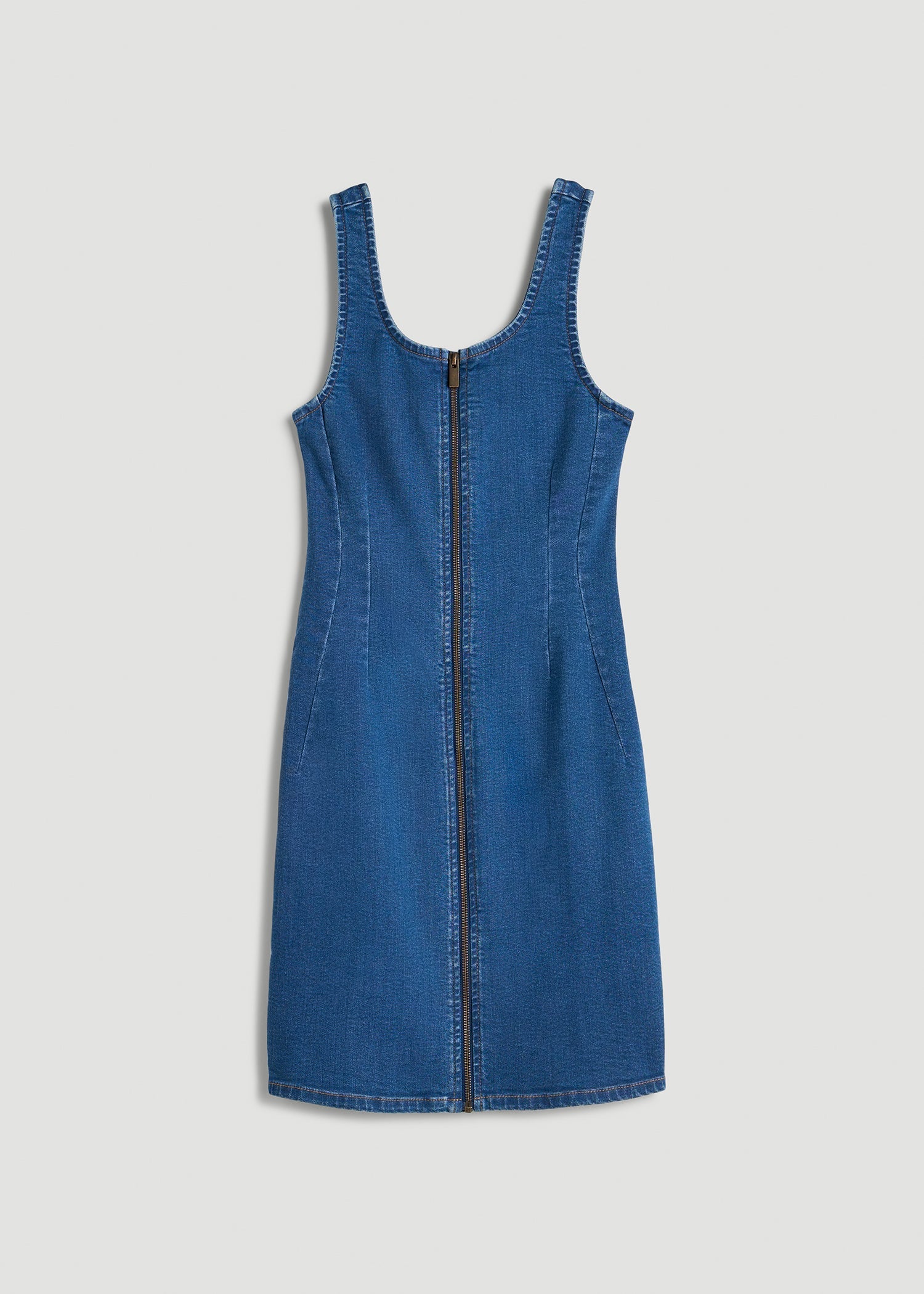 American Tall Discount | Short Denim Tank Dress for Tall Women in New Colorado Blue