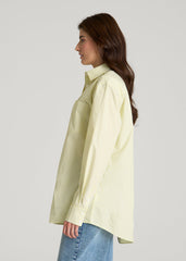 American Tall Online | Oversized Poplin Button Shirt for Tall Women in Lemon Drop Stripe