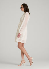 American Tall For Sale | Peasant Chiffon Mini Dress for Tall Women in Antique White