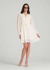 American Tall For Sale | Peasant Chiffon Mini Dress for Tall Women in Antique White