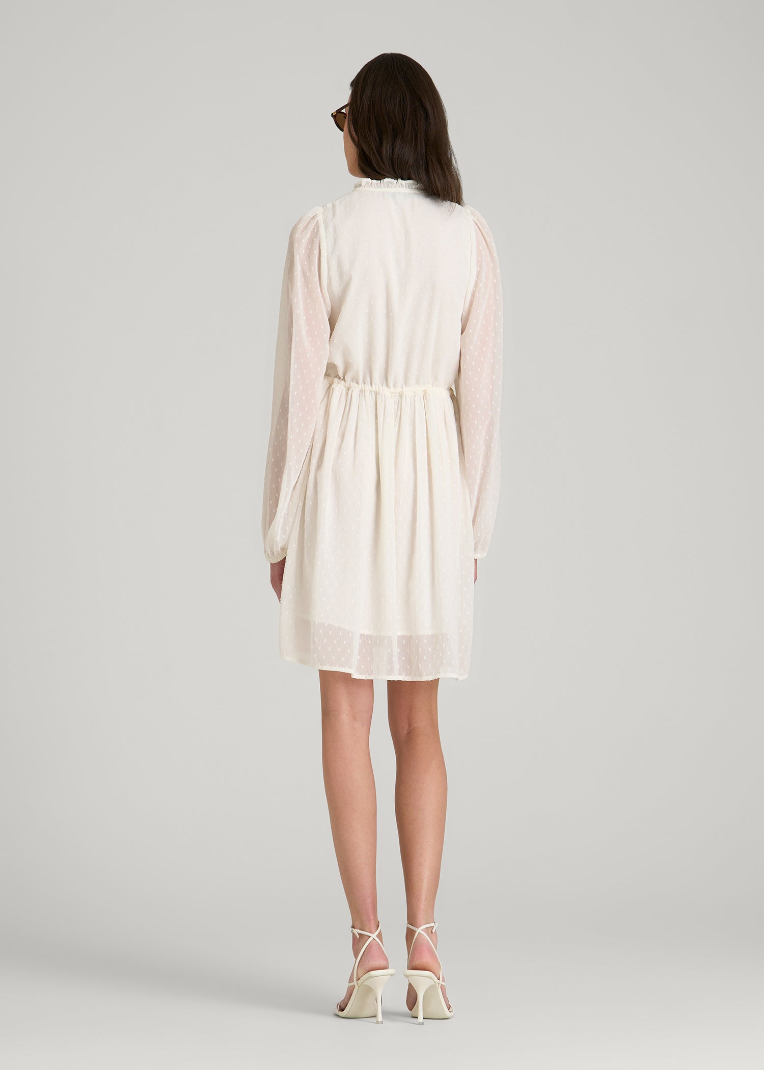 American Tall For Sale | Peasant Chiffon Mini Dress for Tall Women in Antique White