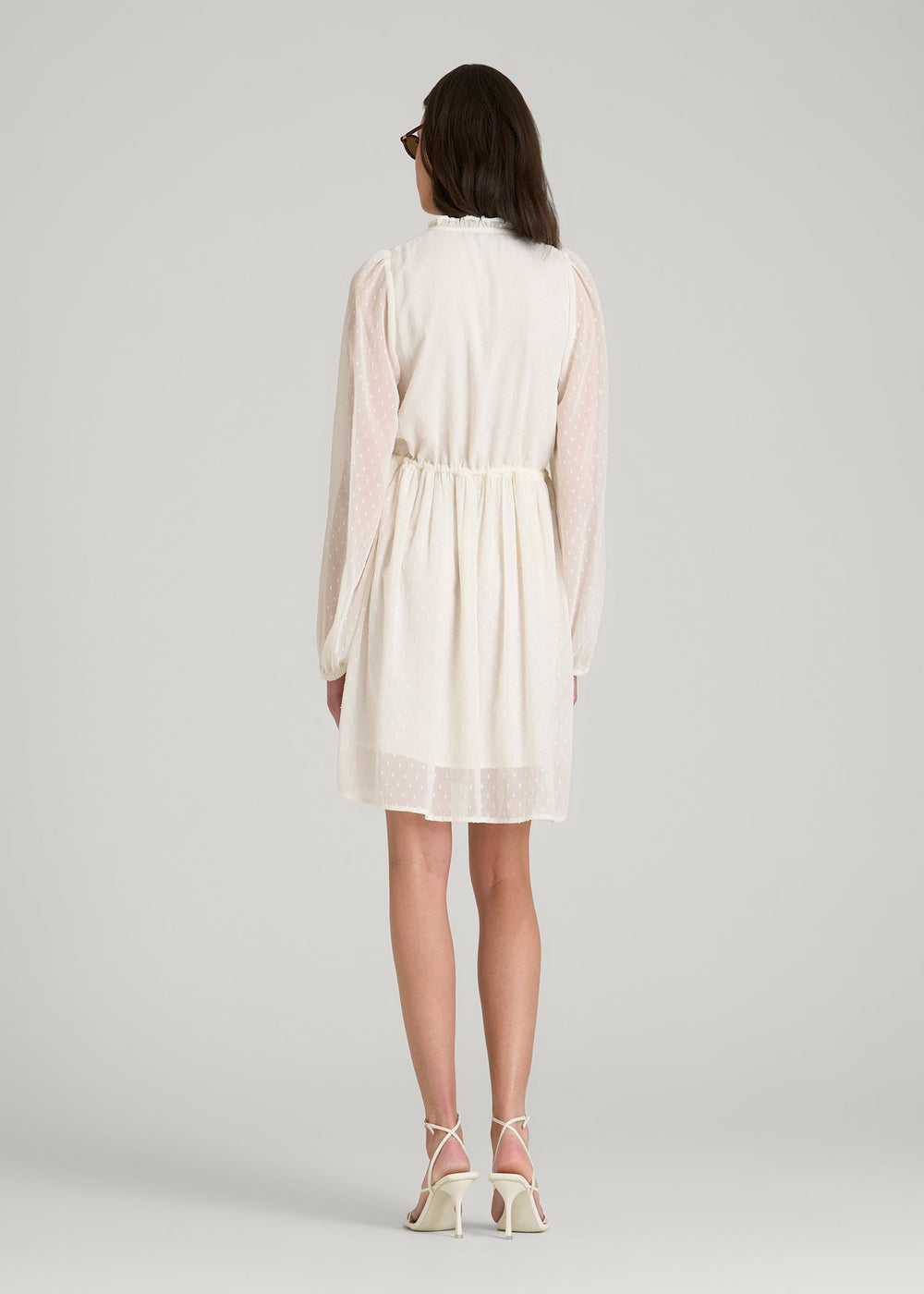 American Tall For Sale | Peasant Chiffon Mini Dress for Tall Women in Antique White