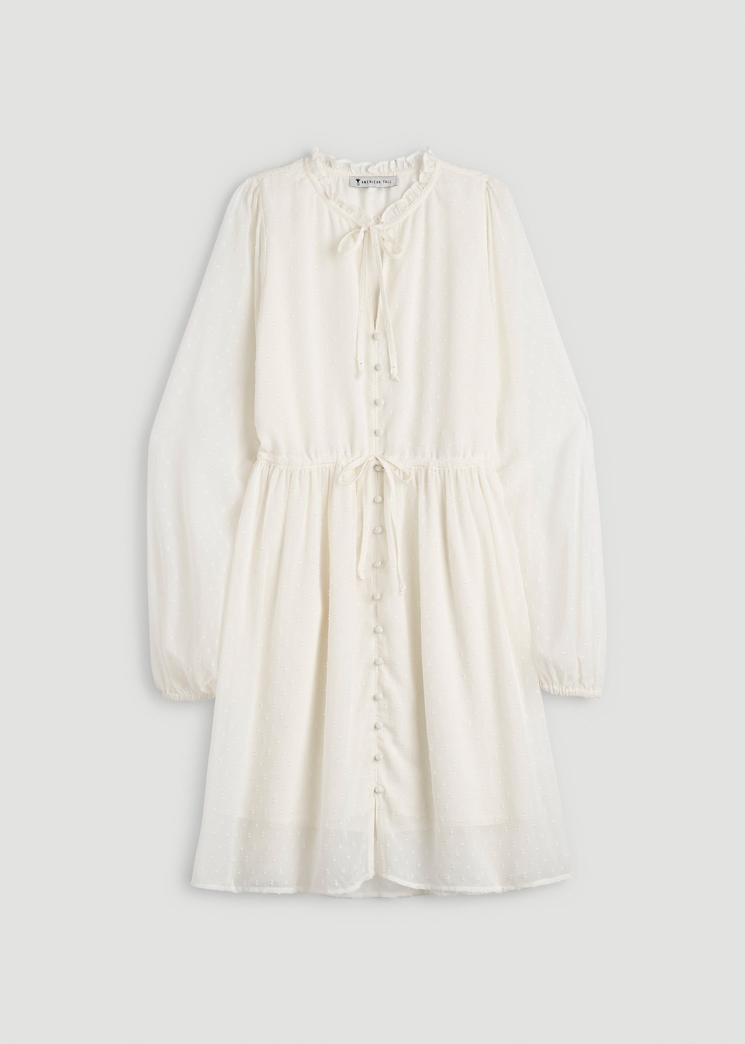 American Tall For Sale | Peasant Chiffon Mini Dress for Tall Women in Antique White