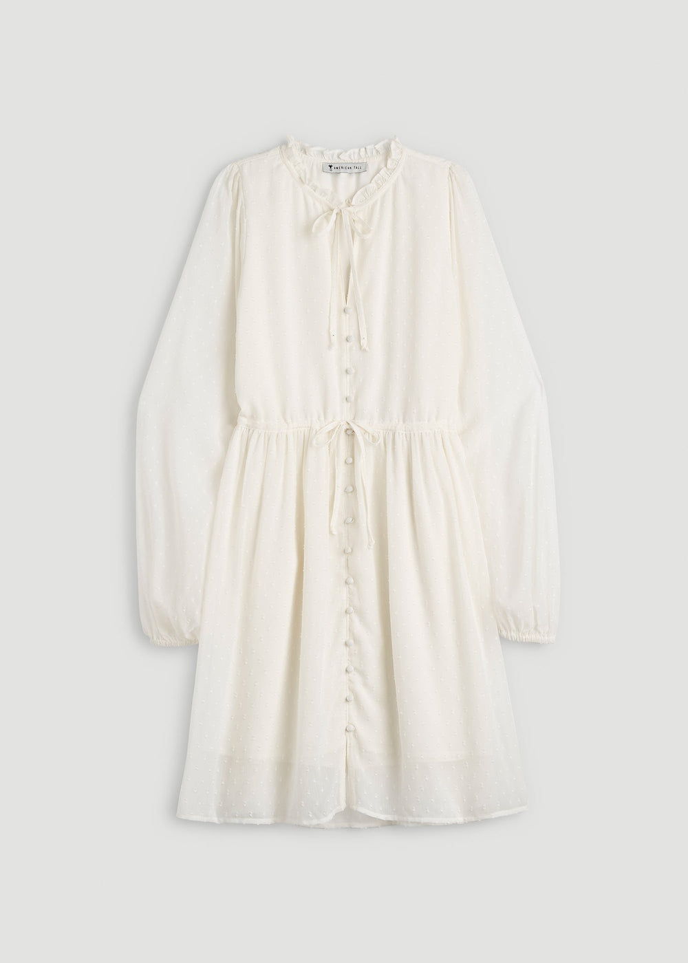 American Tall For Sale | Peasant Chiffon Mini Dress for Tall Women in Antique White