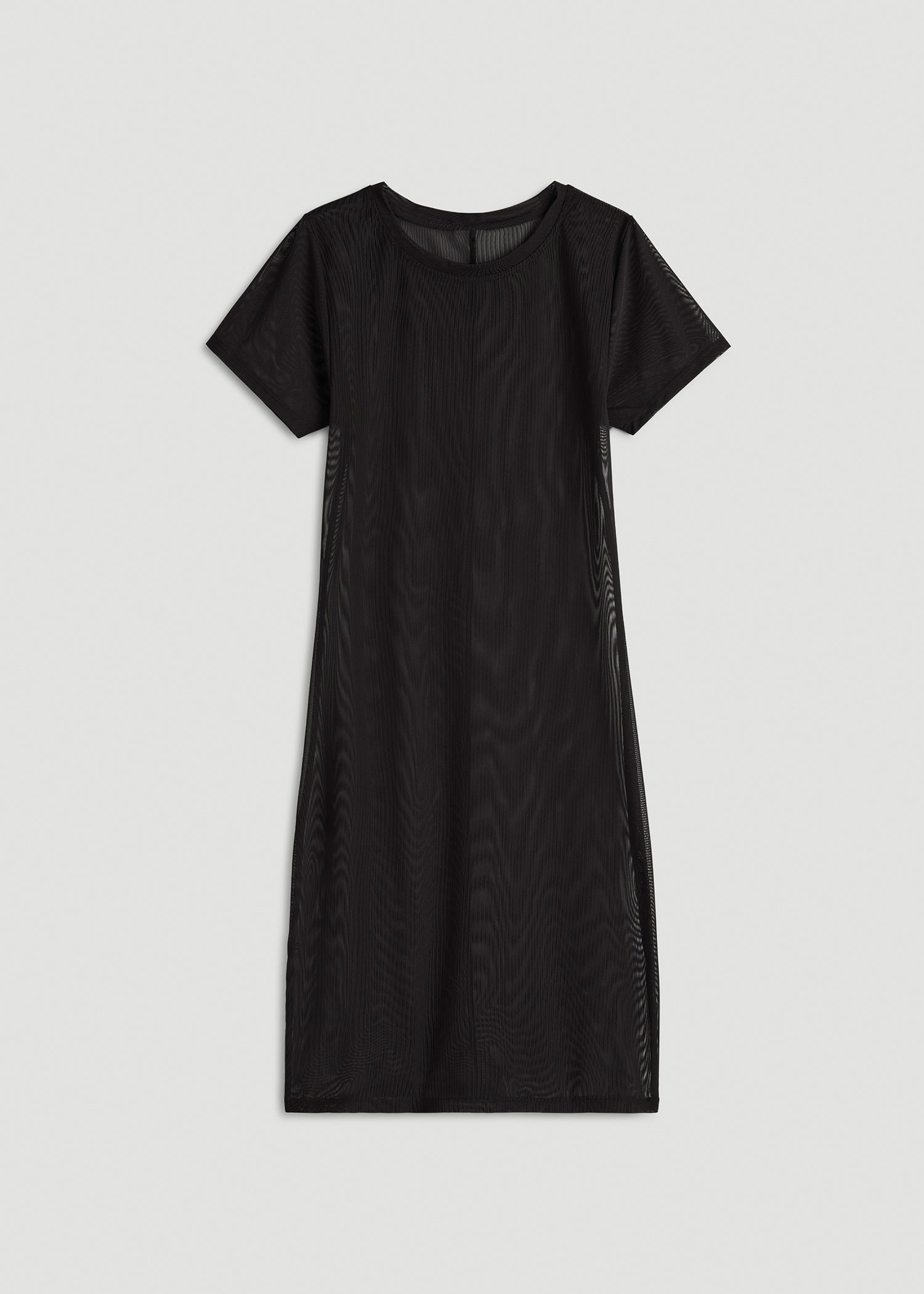 American Tall Online | Power Mesh Fitted Short Sleeve Mini Dress for Tall Women in Deep Black