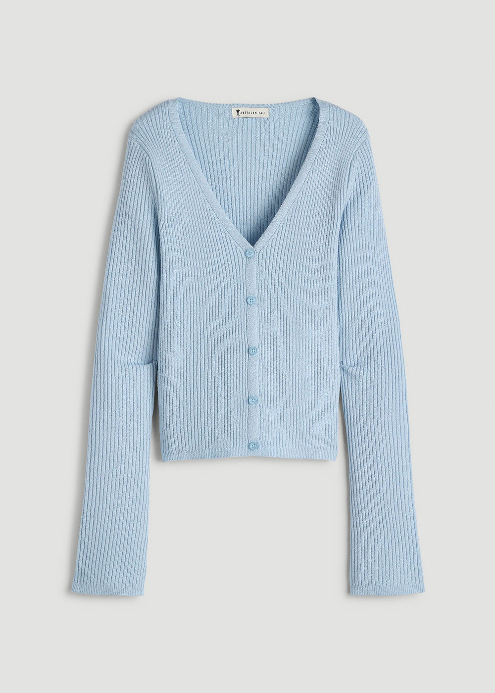 American Tall Sale | Boucle Knit Cardigan for Tall Women in Ice Blue