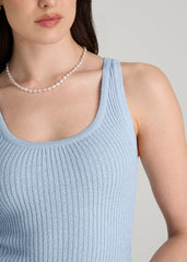 American Tall Outlet | Boucle Knit Tank for Tall Women in Ice Blue