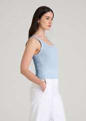 American Tall Outlet | Boucle Knit Tank for Tall Women in Ice Blue