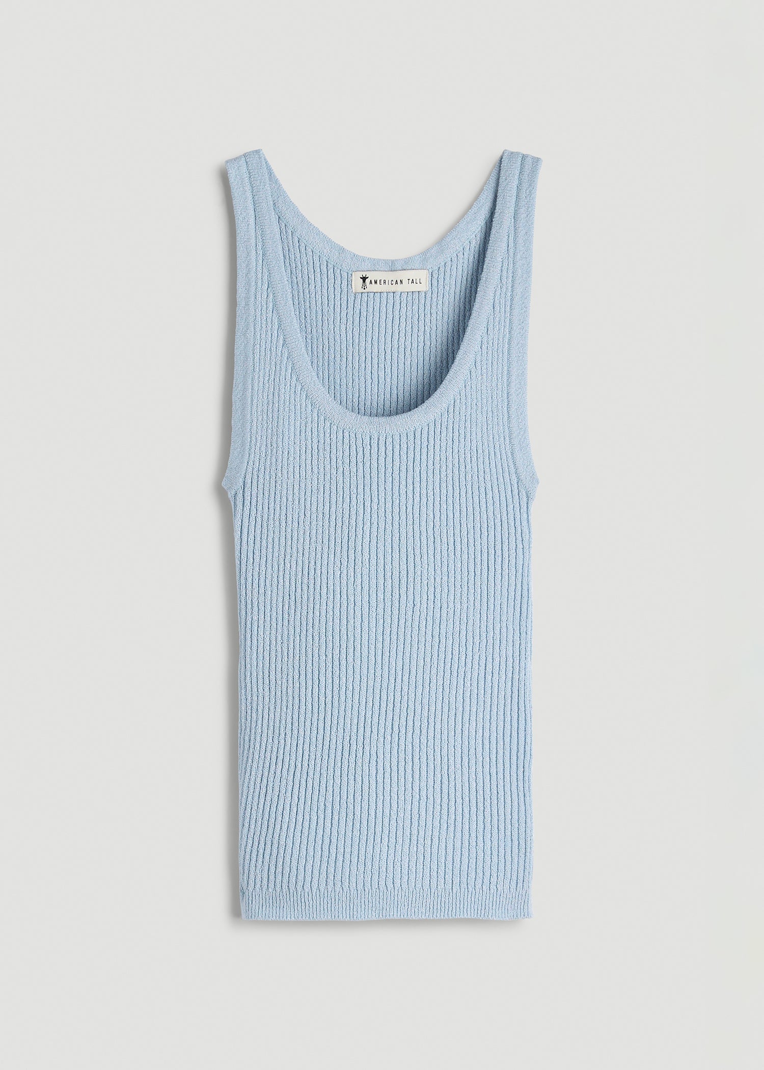 American Tall Outlet | Boucle Knit Tank for Tall Women in Ice Blue