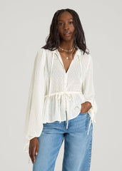 American Tall For Sale | Peasant Chiffon Blouse for Tall Women in Antique White