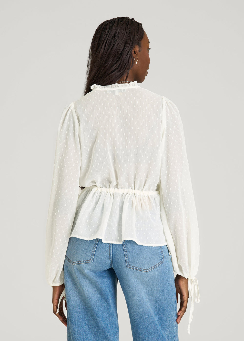 American Tall For Sale | Peasant Chiffon Blouse for Tall Women in Antique White