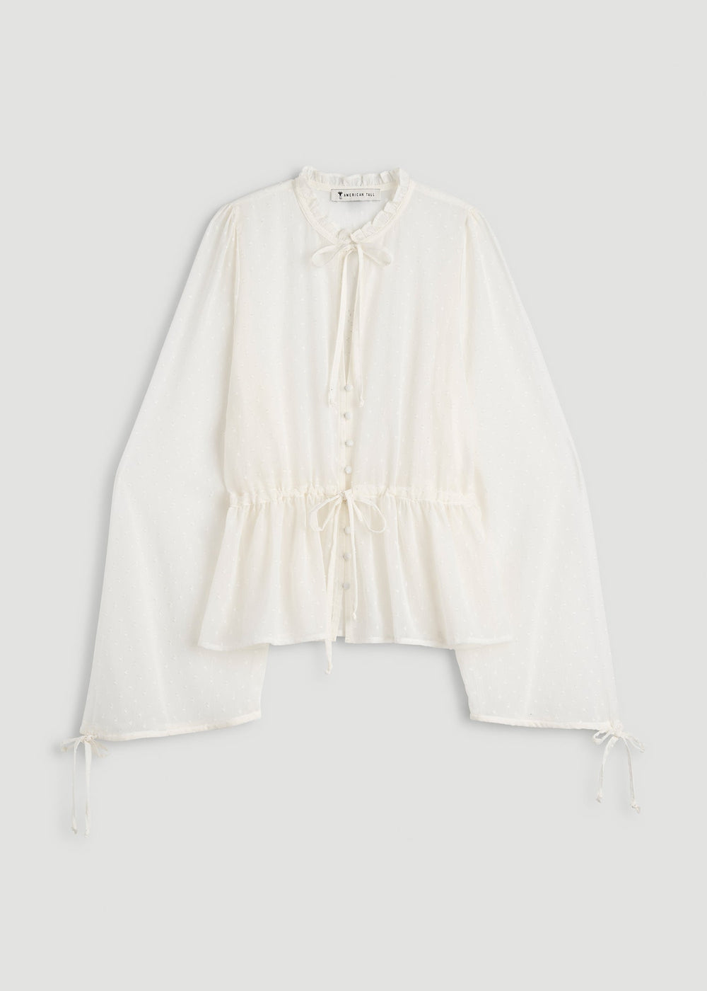 American Tall For Sale | Peasant Chiffon Blouse for Tall Women in Antique White