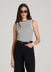 American Tall Online Shop | Sleeveless Knit Top for Tall Women in Bold Black Stripe