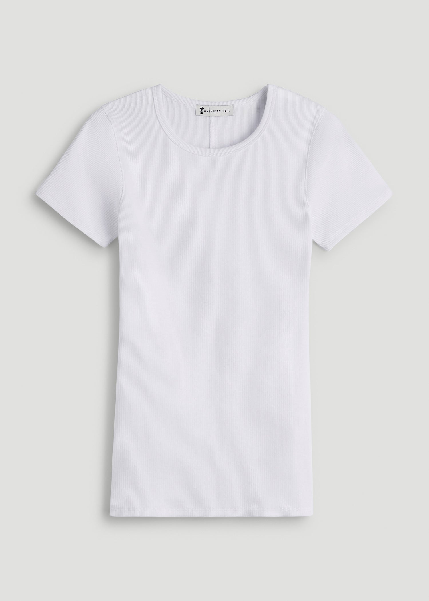 American Tall Discount | Short Sleeve Ribbed Crewneck T-Shirt for Tall Women in Optic White
