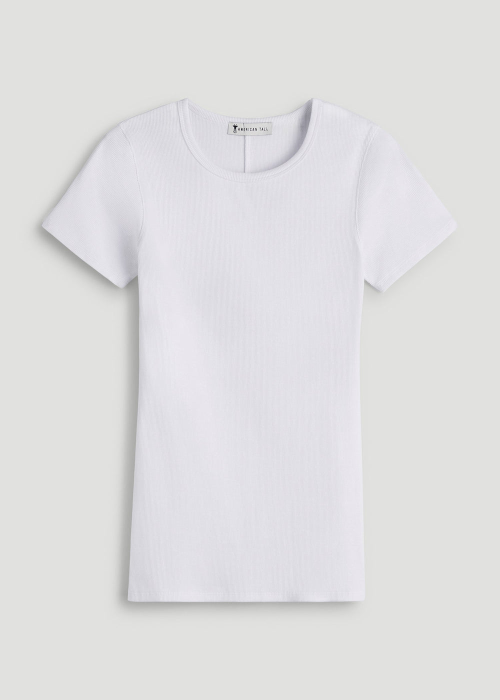 American Tall Discount | Short Sleeve Ribbed Crewneck T-Shirt for Tall Women in Optic White
