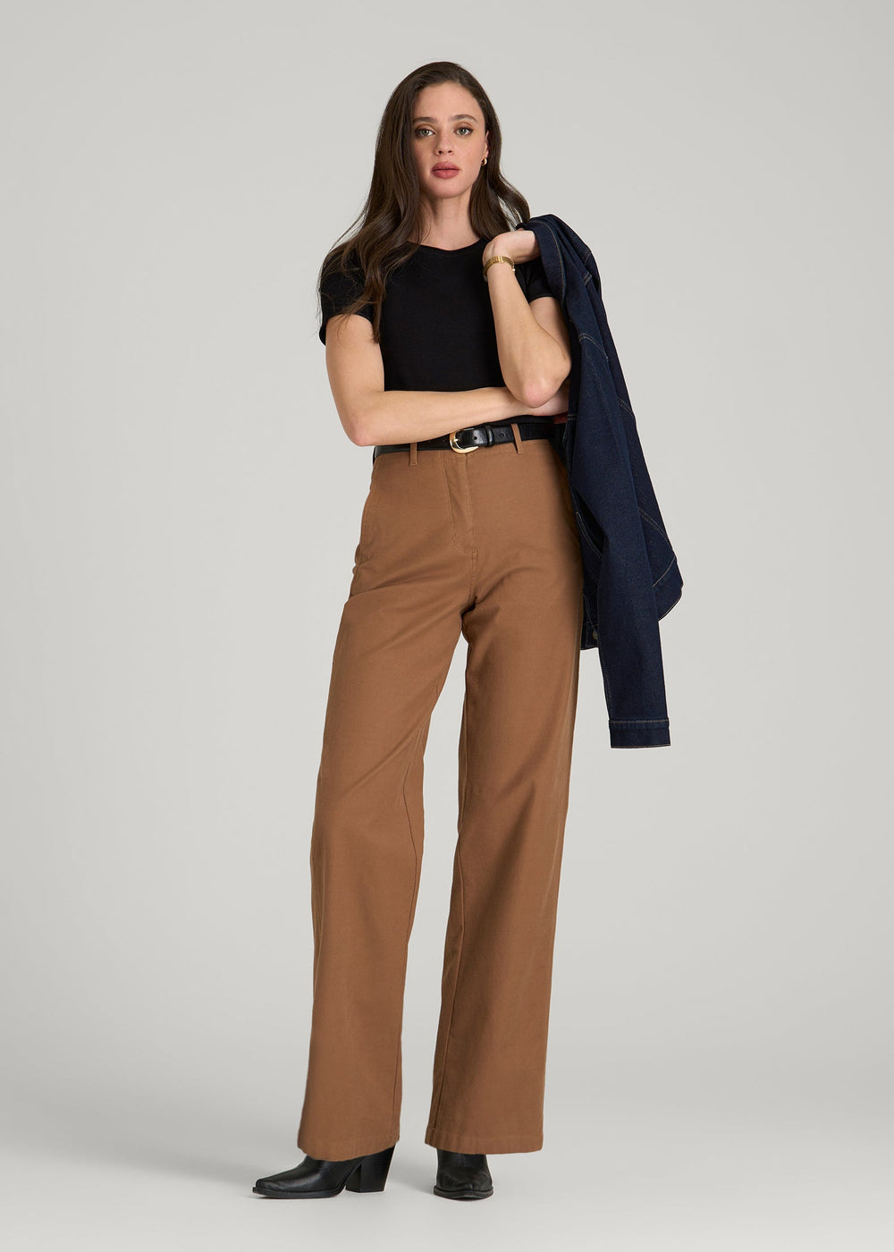 American Tall Online | Cropped Knit Tee for Tall Women in Black