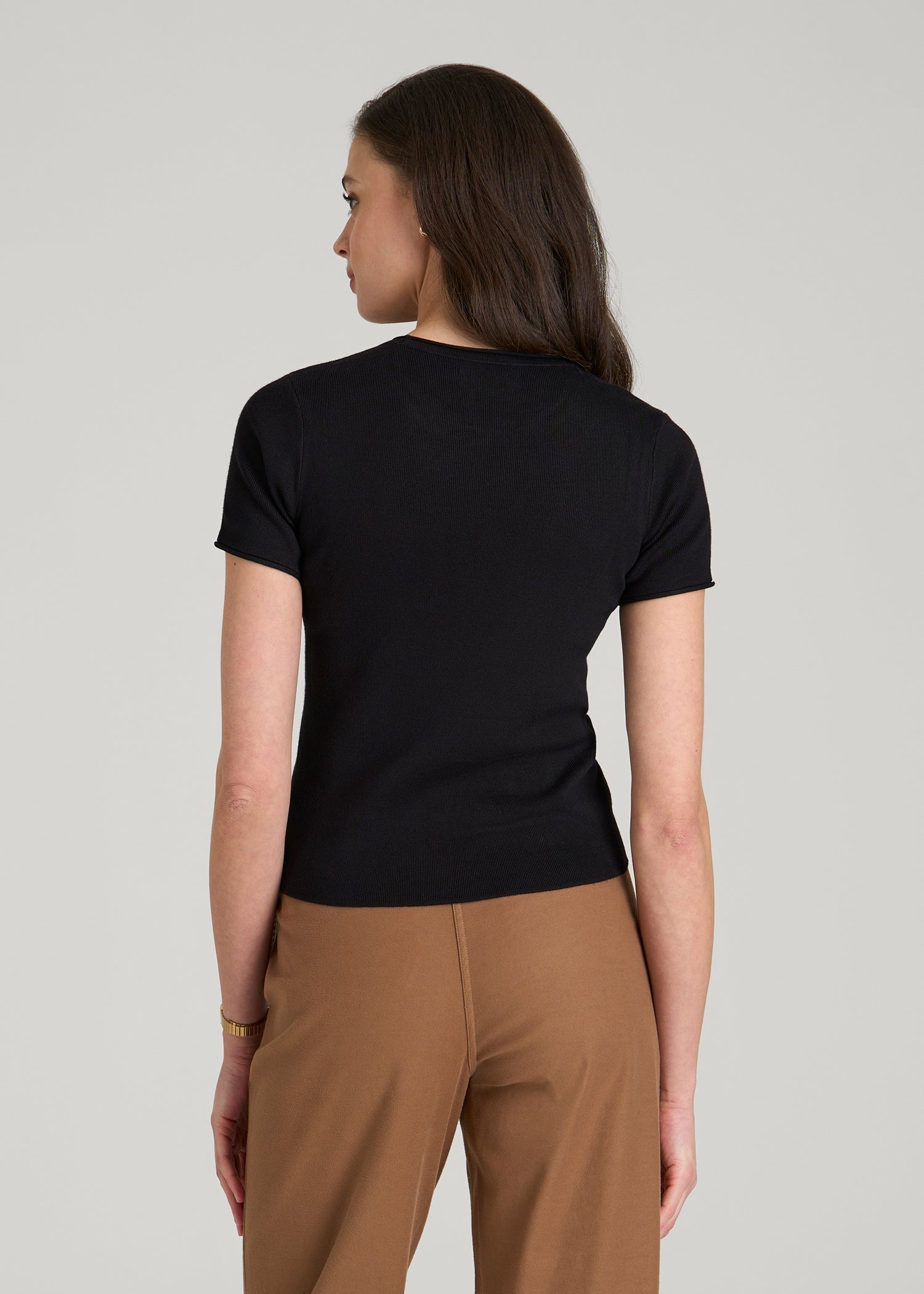 American Tall Online | Cropped Knit Tee for Tall Women in Black