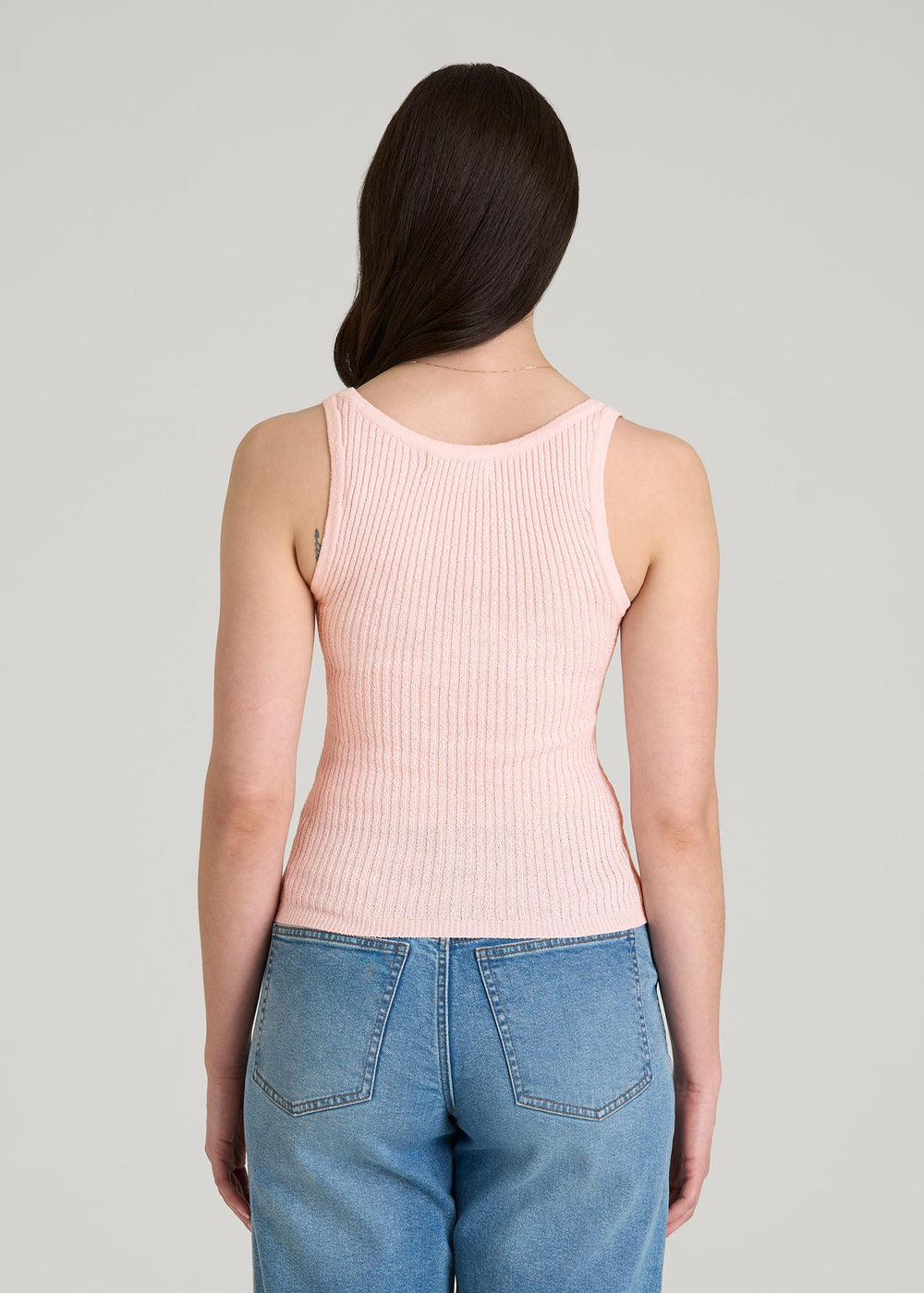 American Tall Sale | Boucle Knit Tank for Tall Women in Barely Pink