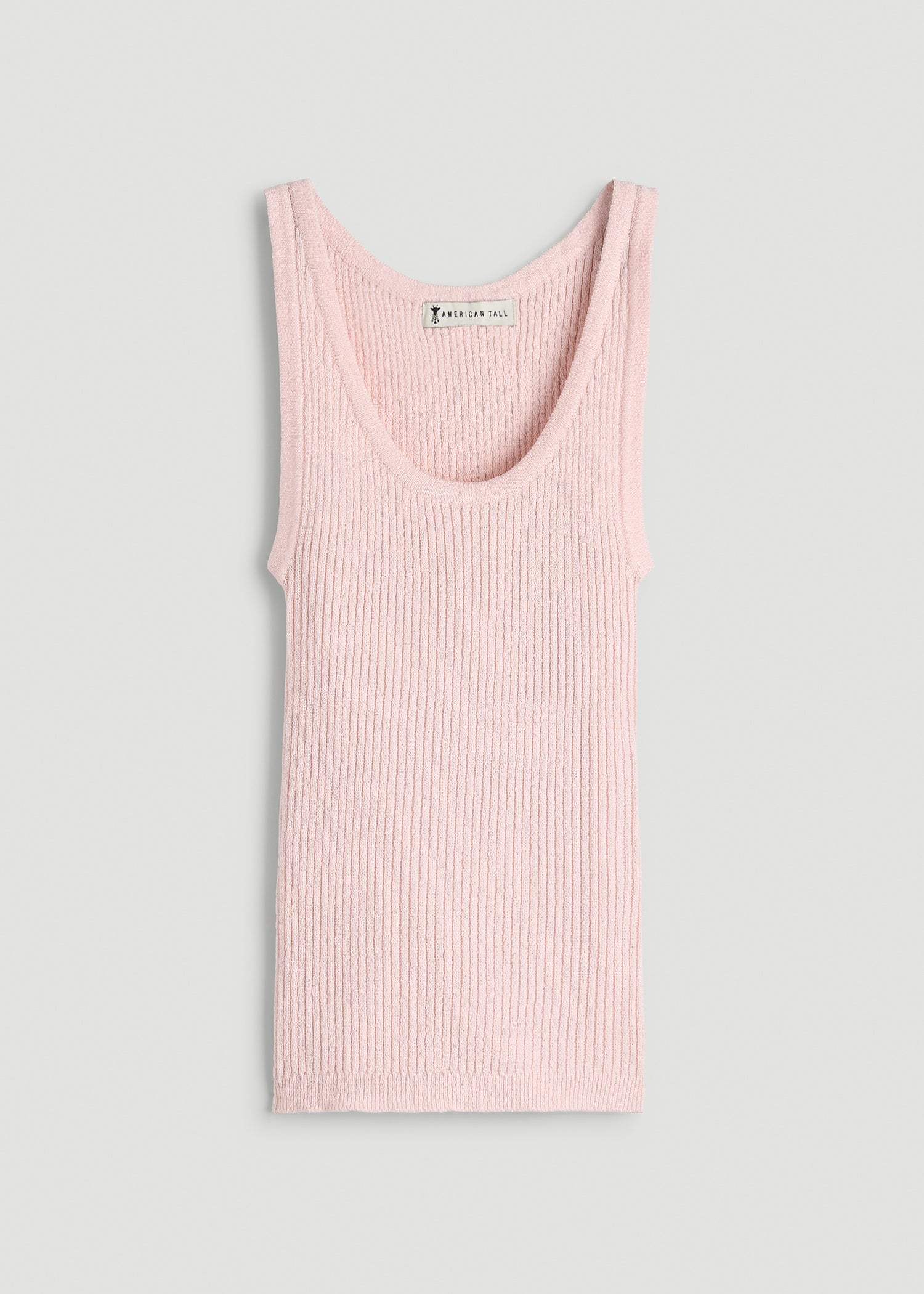 American Tall Sale | Boucle Knit Tank for Tall Women in Barely Pink