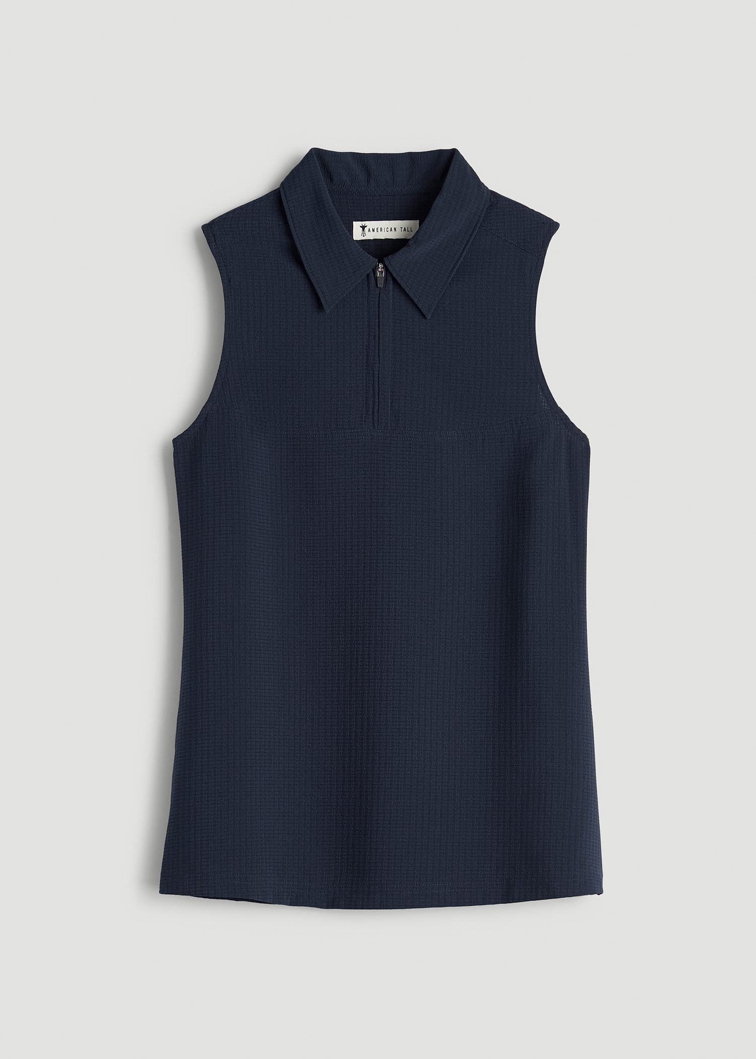 American Tall Online | Coastal Perforated Sleeveless Polo for Tall Women in Navy