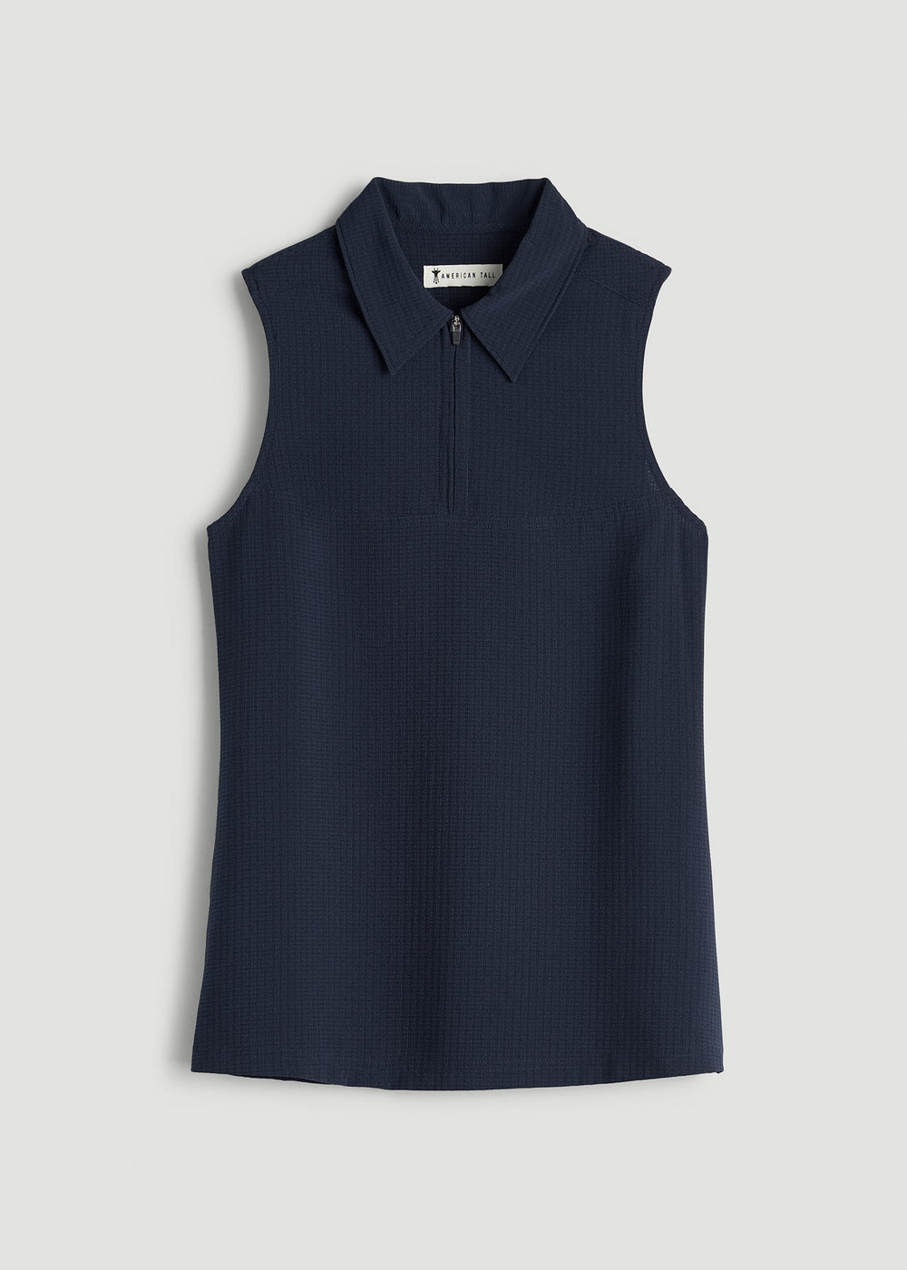 American Tall Online | Coastal Perforated Sleeveless Polo for Tall Women in Navy