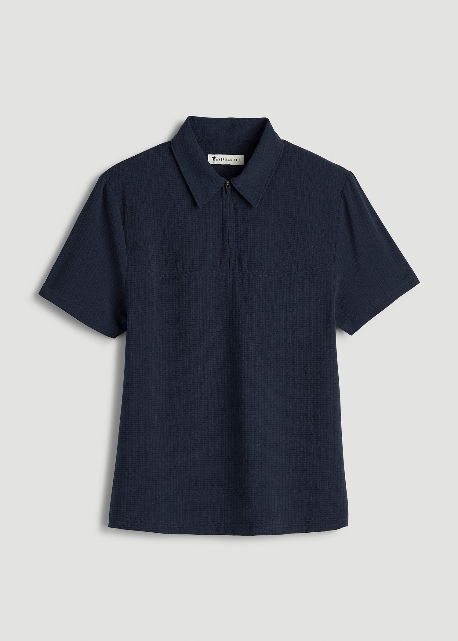 American Tall Sale | Coastal perforated short sleeve golf polo for Tall Women in Navy