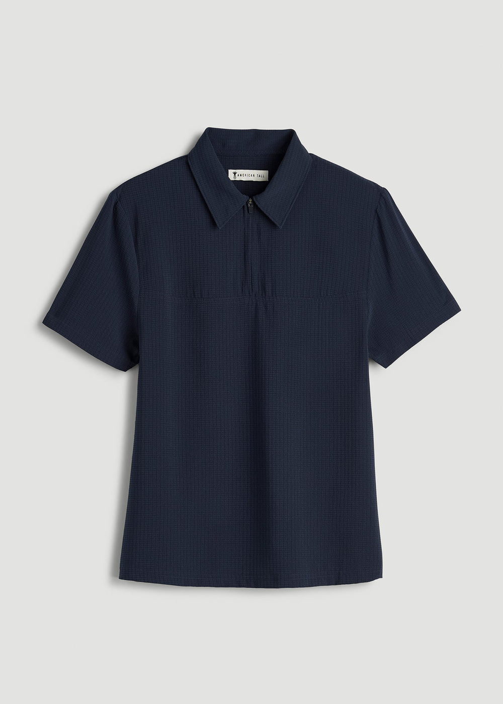 American Tall Sale | Coastal perforated short sleeve golf polo for Tall Women in Navy