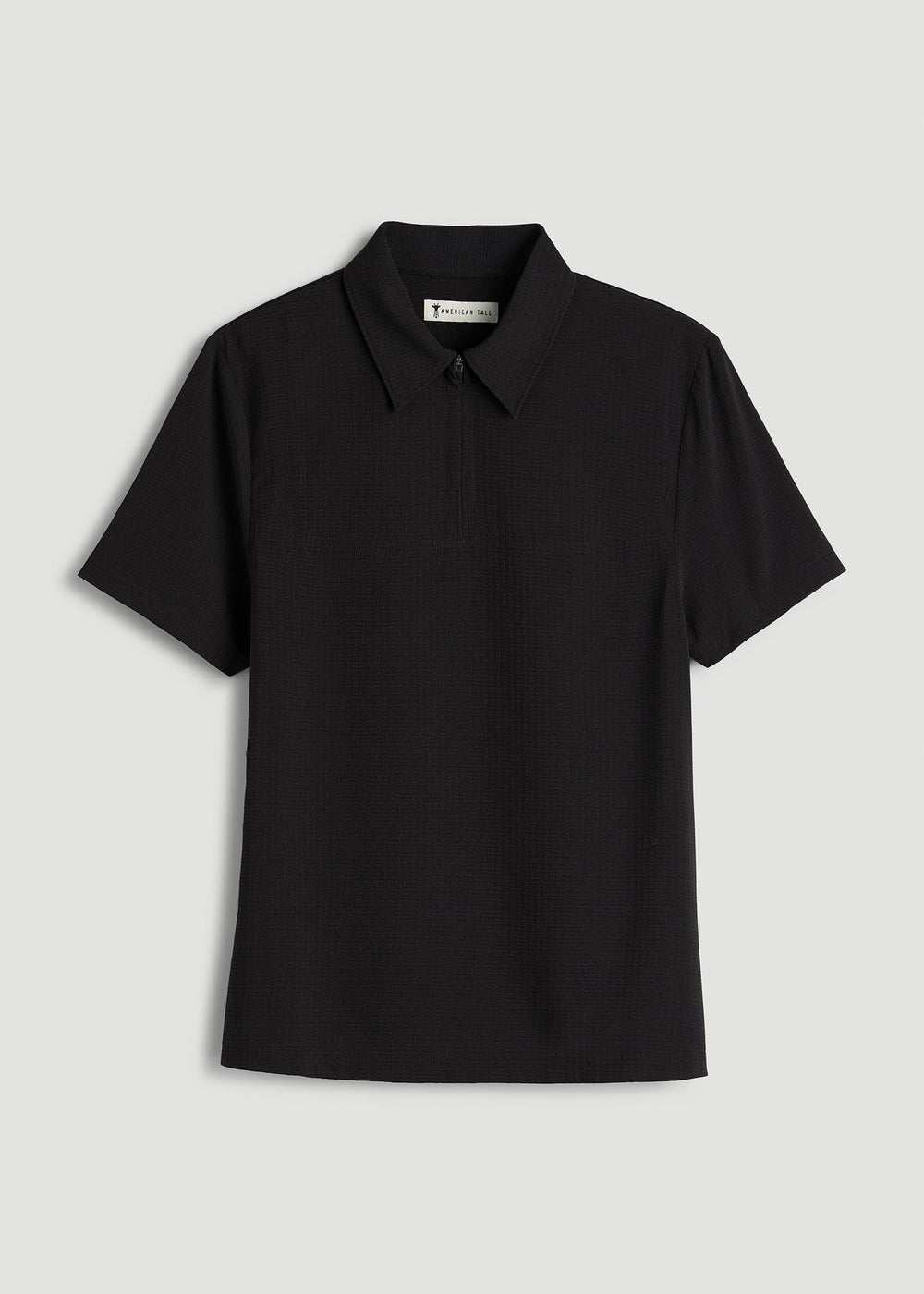 American Tall Outlet | Coastal perforated short sleeve golf polo for Tall Women in Black