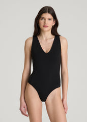 American Tall For Sale | Cotton Blend Sleeveless V-Neck Bodysuit for Tall Women in Black