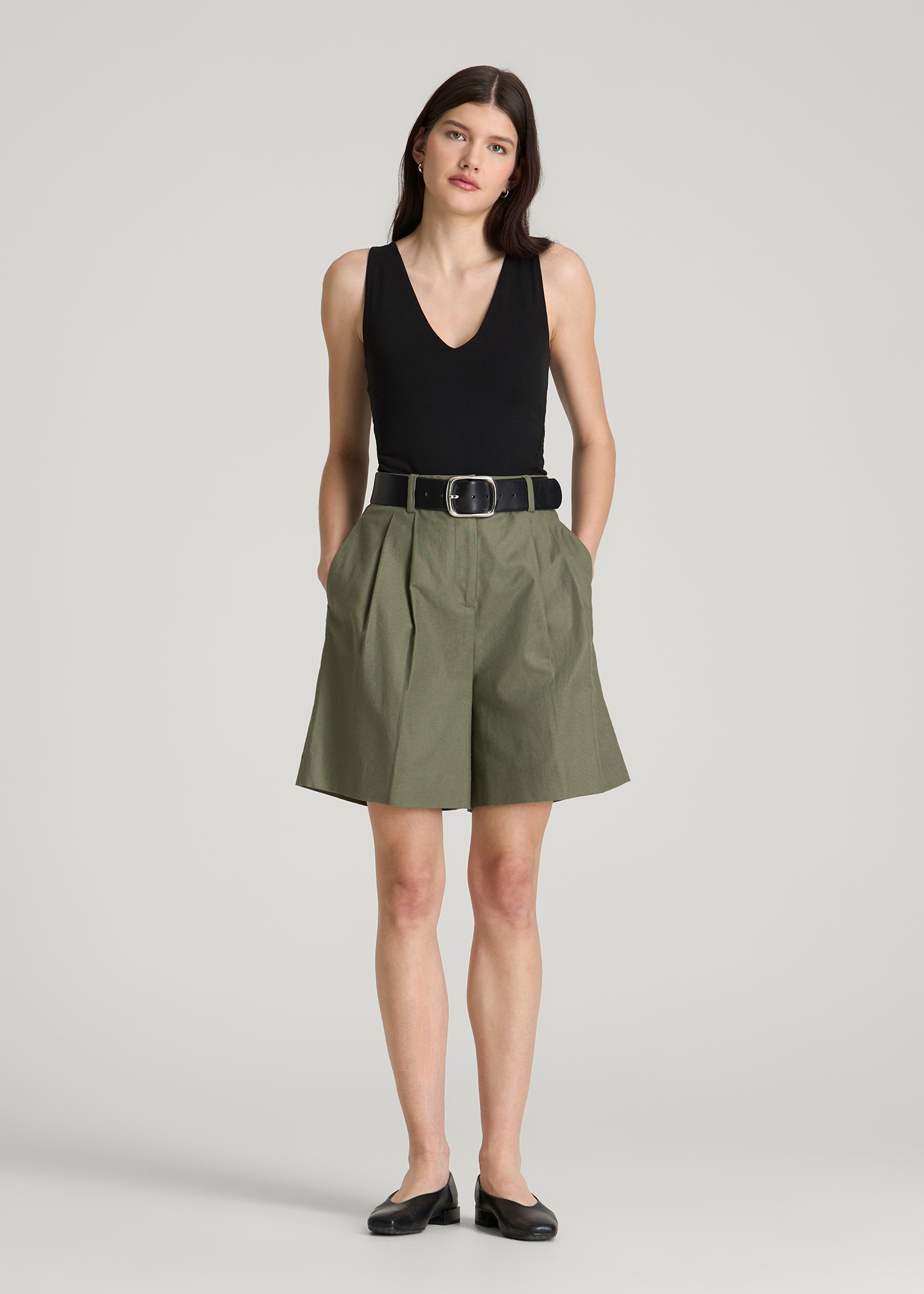 American Tall For Sale | Cotton Blend Sleeveless V-Neck Bodysuit for Tall Women in Black