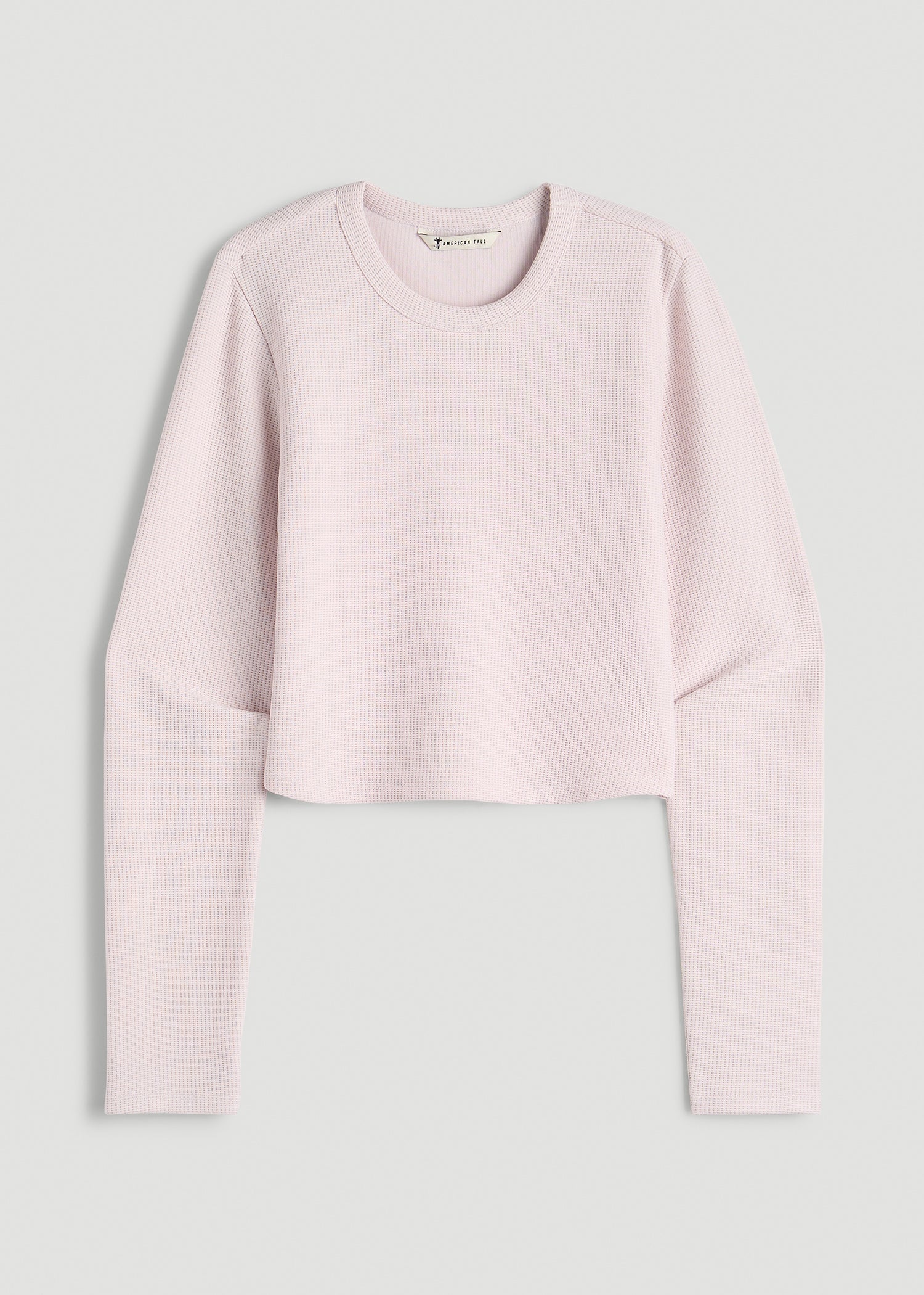 American Tall Online | Cropped Long Sleeve Waffle Top for Tall Women in Grey Lilac