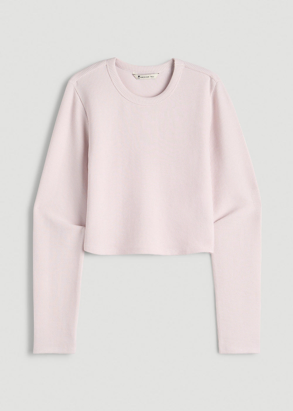 American Tall Online | Cropped Long Sleeve Waffle Top for Tall Women in Grey Lilac