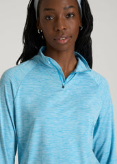 American Tall Sale | Long Sleeve Quarter-Zip Pullover for Tall Women in Spring Blue Mix