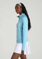 American Tall Sale | Long Sleeve Quarter-Zip Pullover for Tall Women in Spring Blue Mix