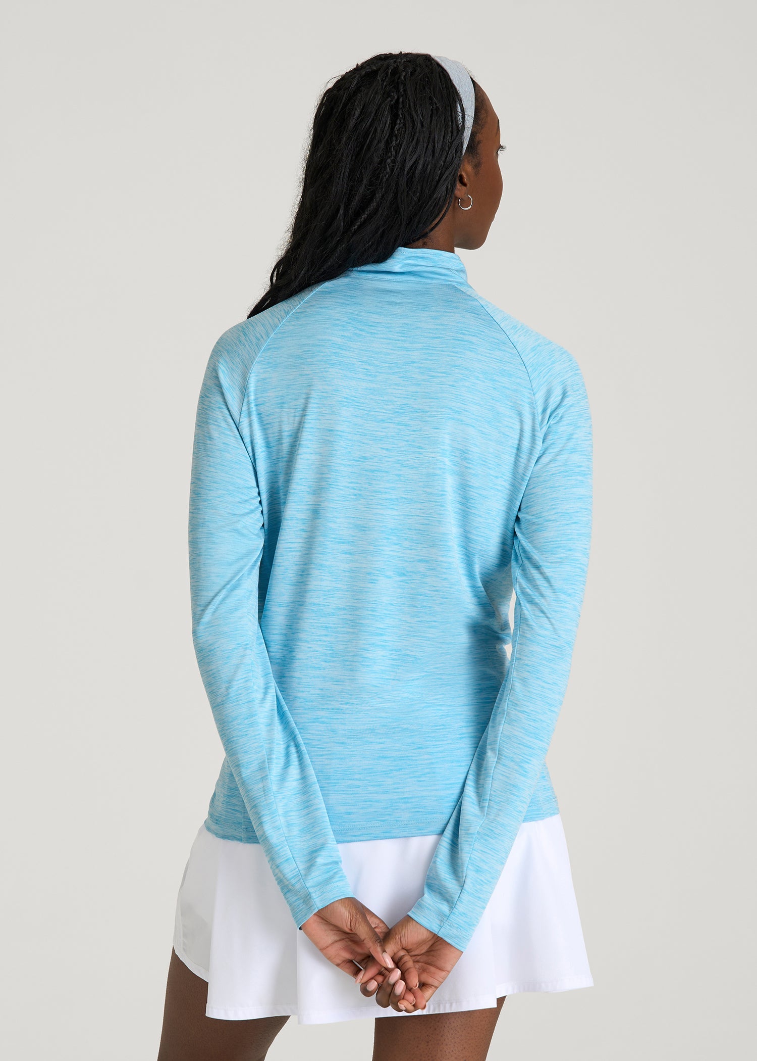 American Tall Sale | Long Sleeve Quarter-Zip Pullover for Tall Women in Spring Blue Mix