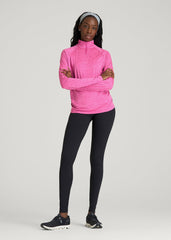 American Tall Outlet | Long Sleeve Quarter-Zip Pullover for Tall Women in Magenta Mix