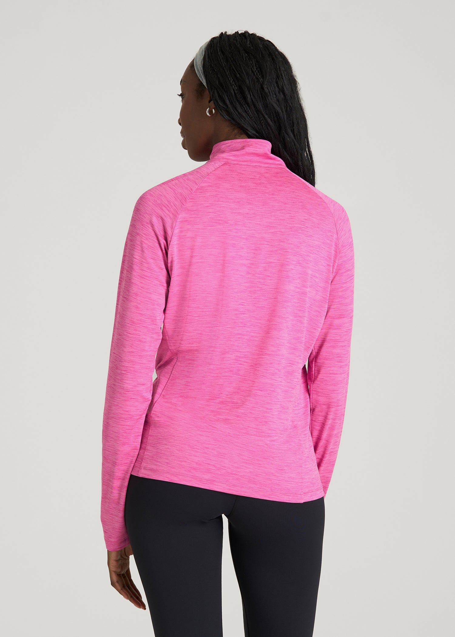 American Tall Outlet | Long Sleeve Quarter-Zip Pullover for Tall Women in Magenta Mix